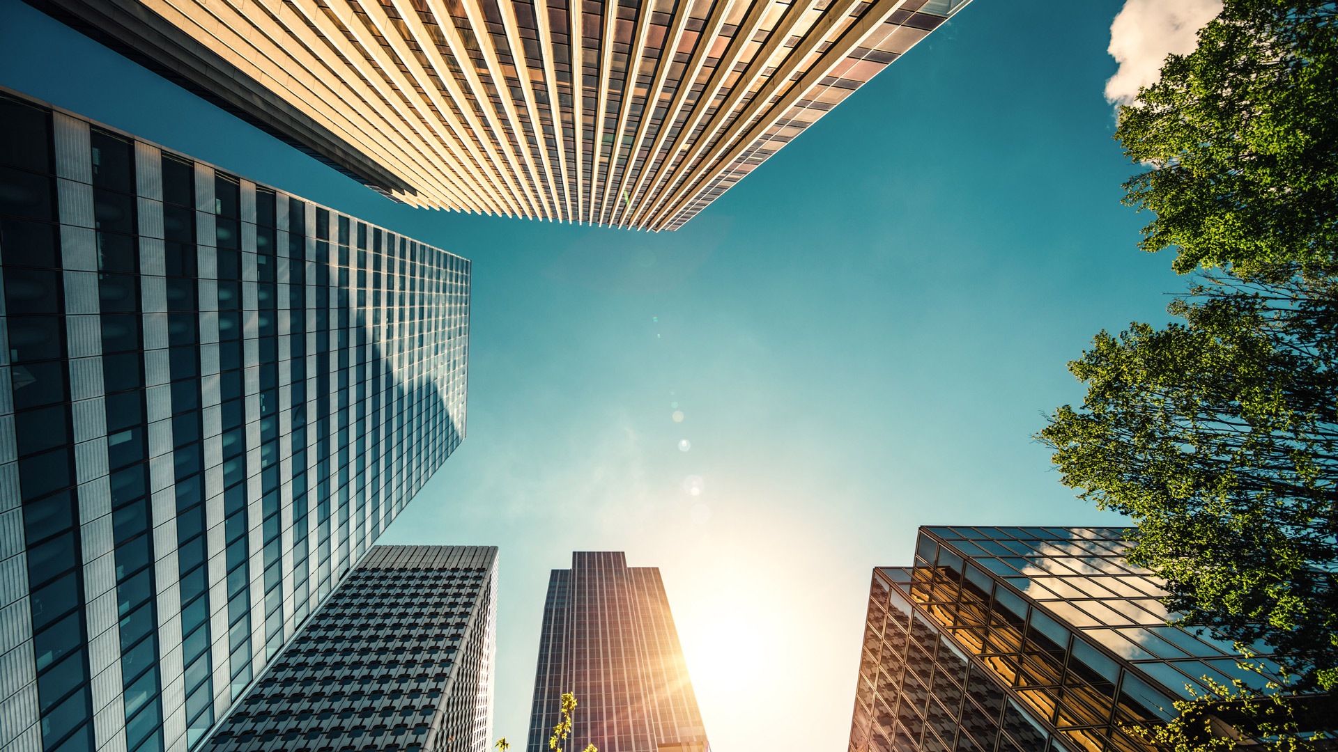 Photograph of sky with skyscrapers