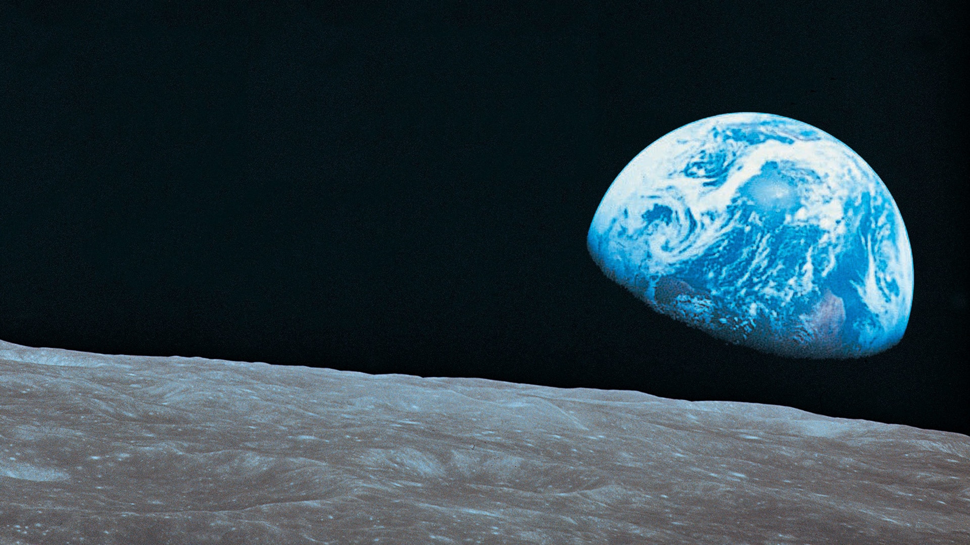 The earth as seen from the surface of the moon