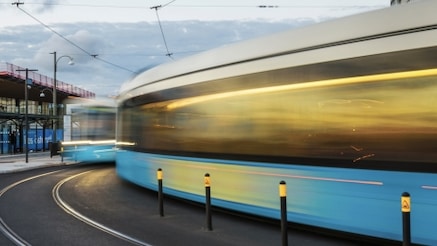 Photograph of moving bus