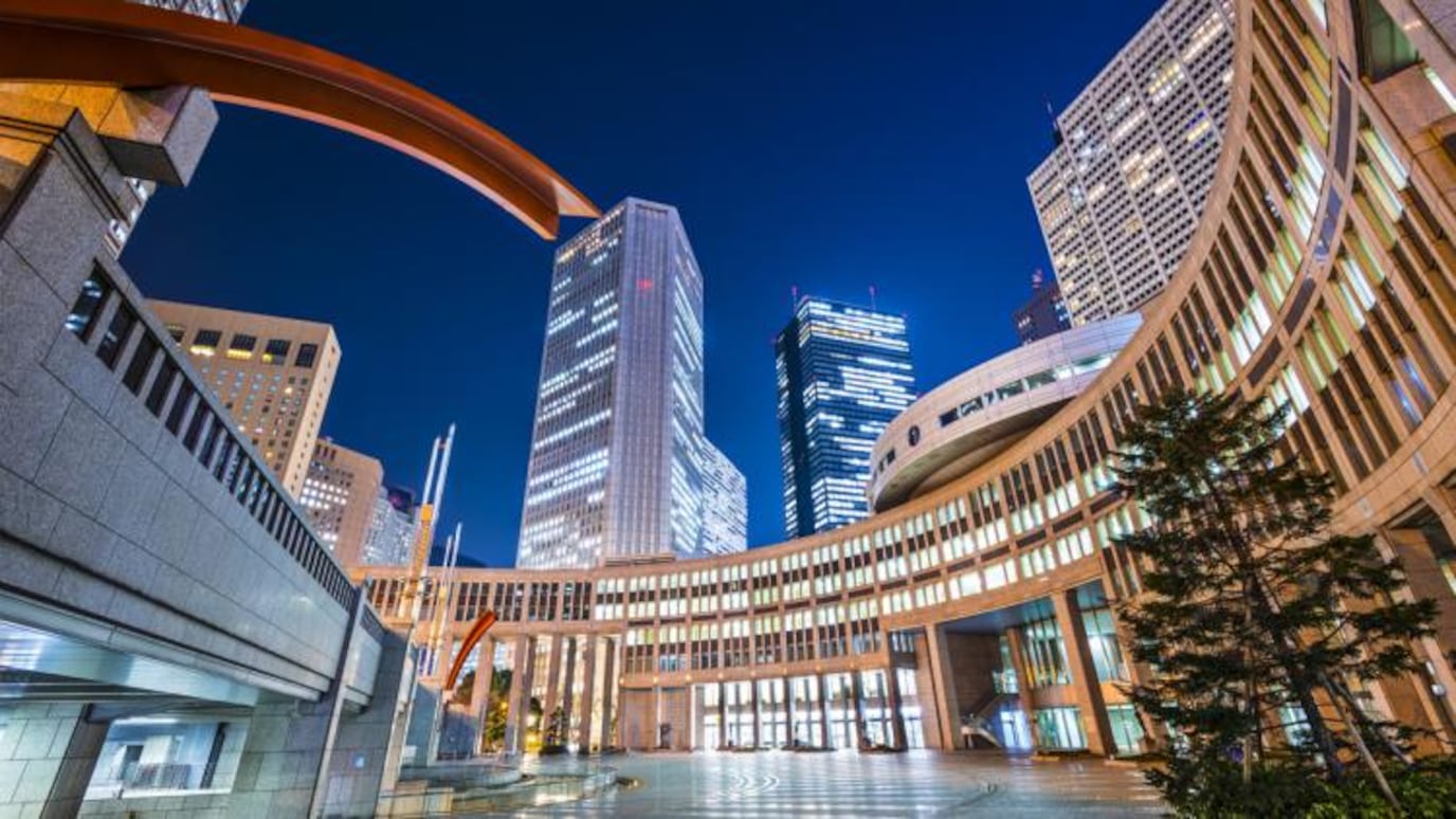 Photograph of city at night