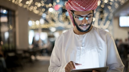 man with tablet