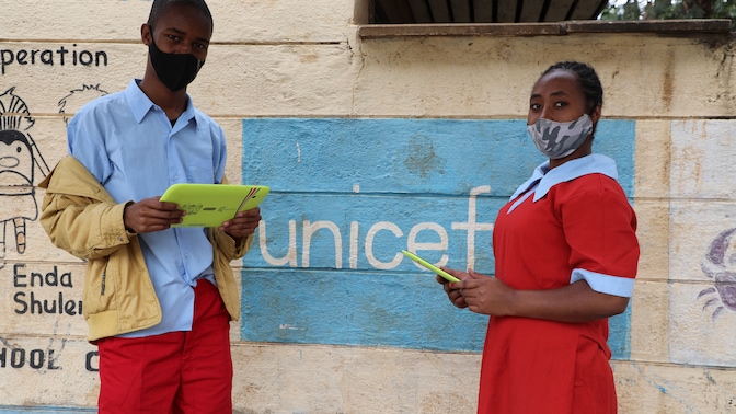 Abdi Amdade and Mariam Shaku at Valley Bridge primary school in Mathare