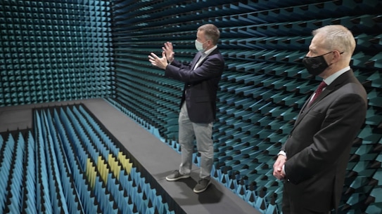 Minister Fletcher and Rob Joyce in Antenna Chamber #1