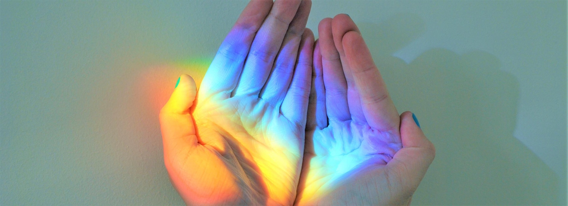 rainbow colors on hands