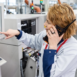 woman on work call