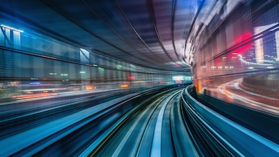 train moving through tunnel