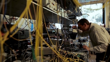 Footage of Nokia Bell Labs researchers working on important technology breakthroughs