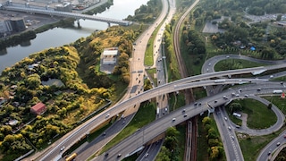 A series of intertwined roads and onramps