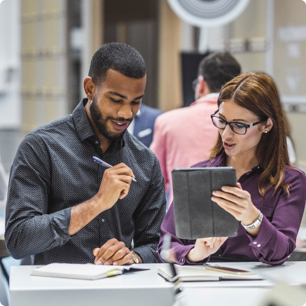 two people working