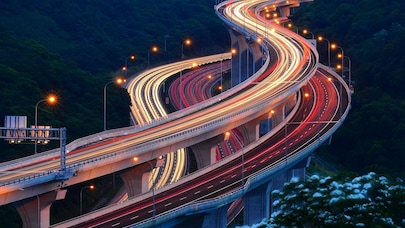 Long exposure of highway traffic