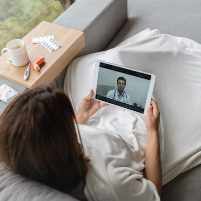 Woman watching a video on a tablet 