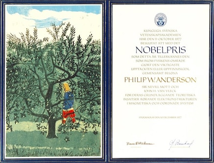 Anderson’s Nobel Prize certificate