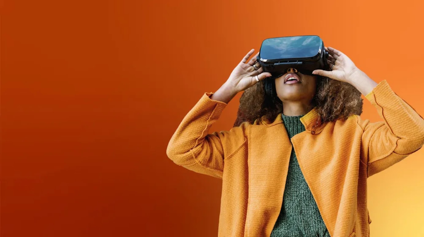 Woman using VR headset