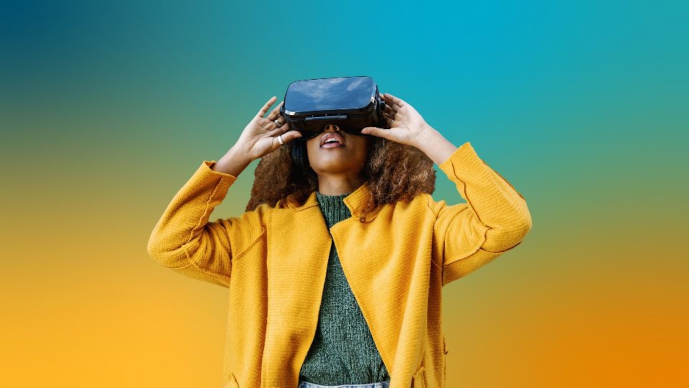 Woman using a VR headset