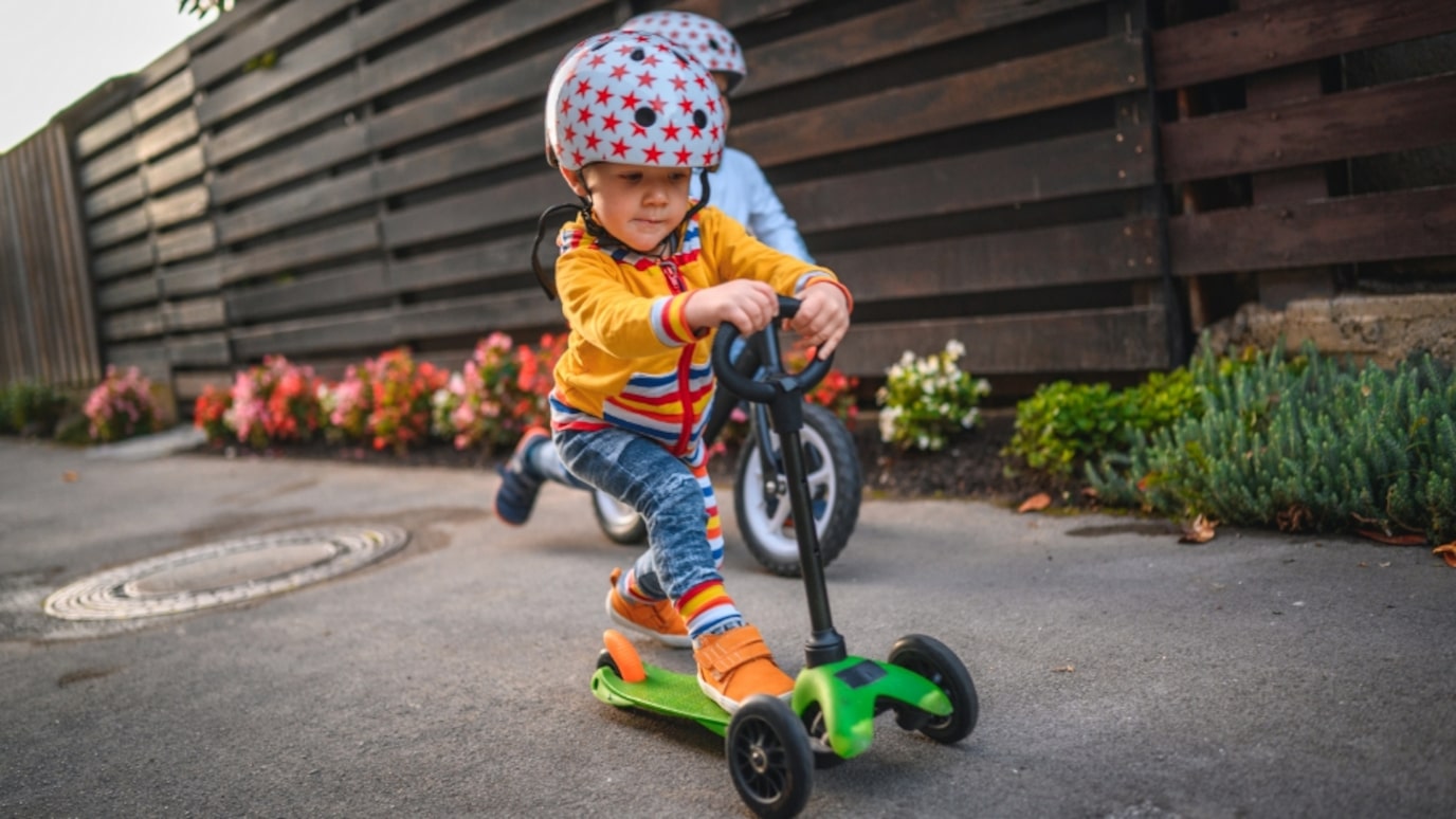 Children on scooters