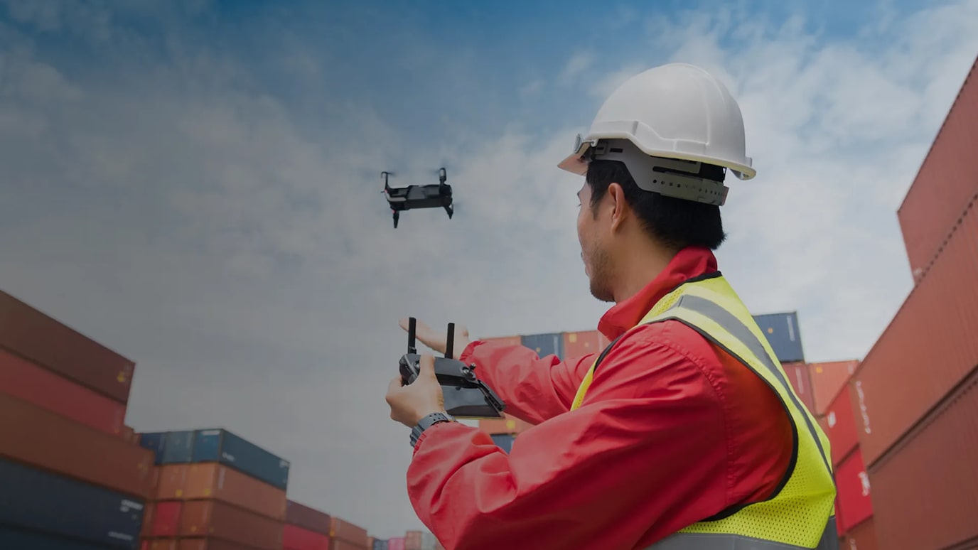 Man flying drone