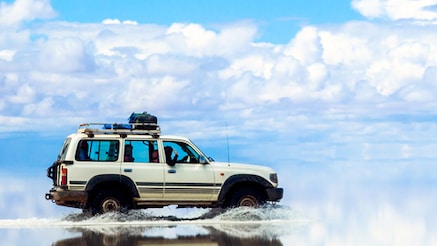 Car driving on water