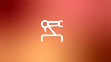 Robot arm icon on orange gradient