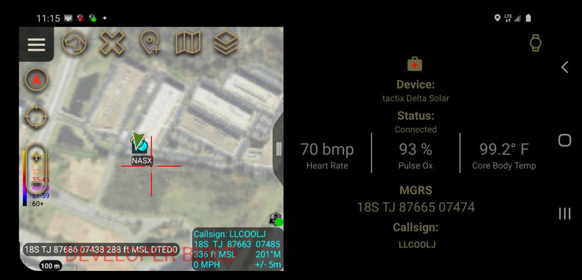 Screen display of the Biometric Monitoring System