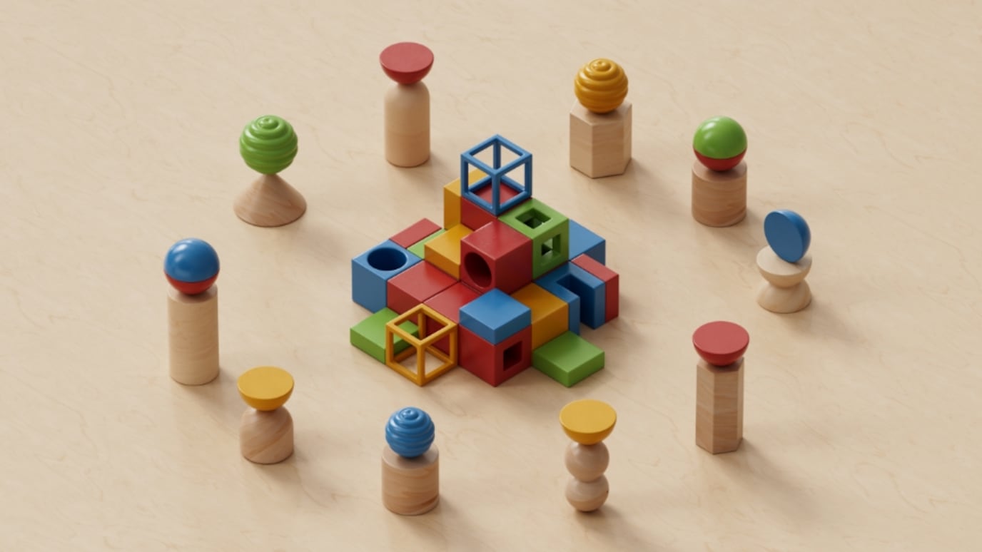 Colored wooden blocks