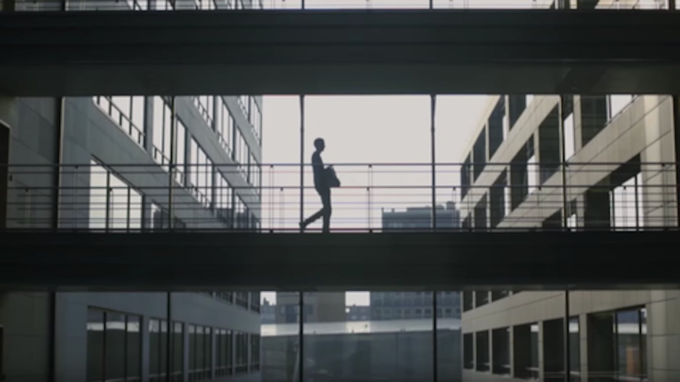 Person walking through a building