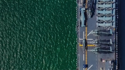 Aerial view of aircraft carrier