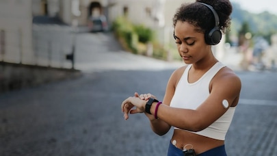 Woman using smart watch