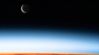 Waxing crescent moon as seen from the International Space Station