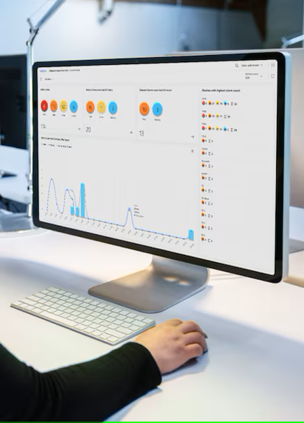 working women on monitor