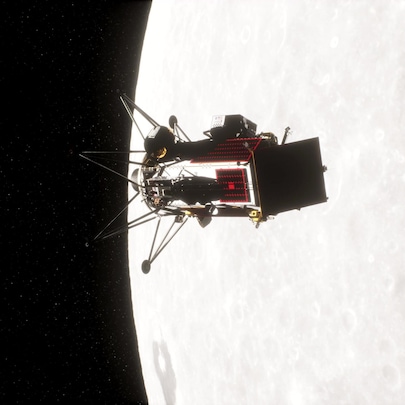 Moon lander in space