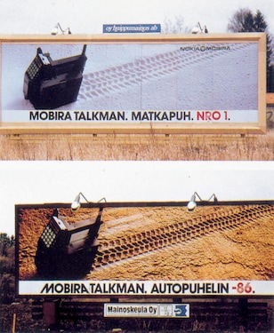 NMT-phone Mobira Talkman, the best advertisement in Finland in 1986