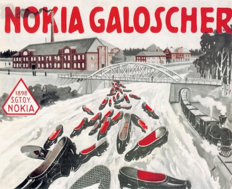 Poster Nokia Galoshes (rubber shoes) in 1905, Finnish Rubber Works Ltd