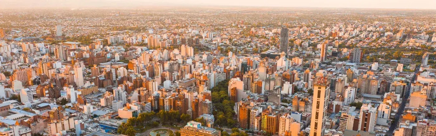 Aerial view of city blocks