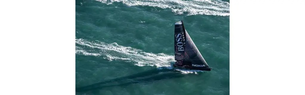 Aerial view of Alex Thomson's boat during the race.