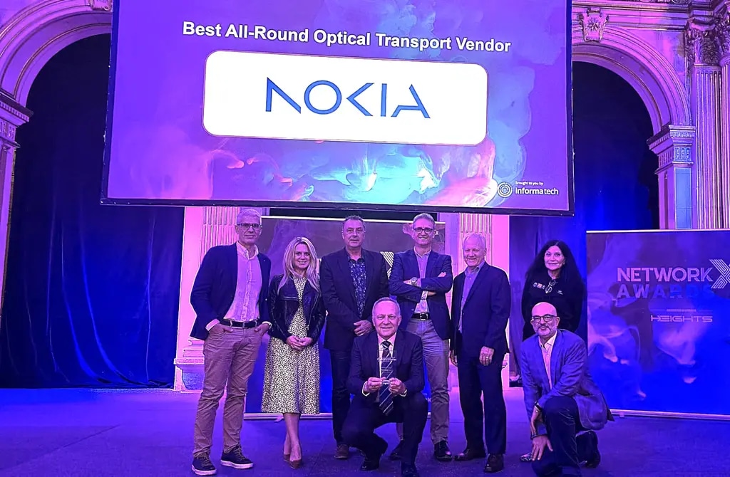 Nokia team members receive the “Best All-Round Optical Transport Network” award at the 2024 Network X/NGON conference