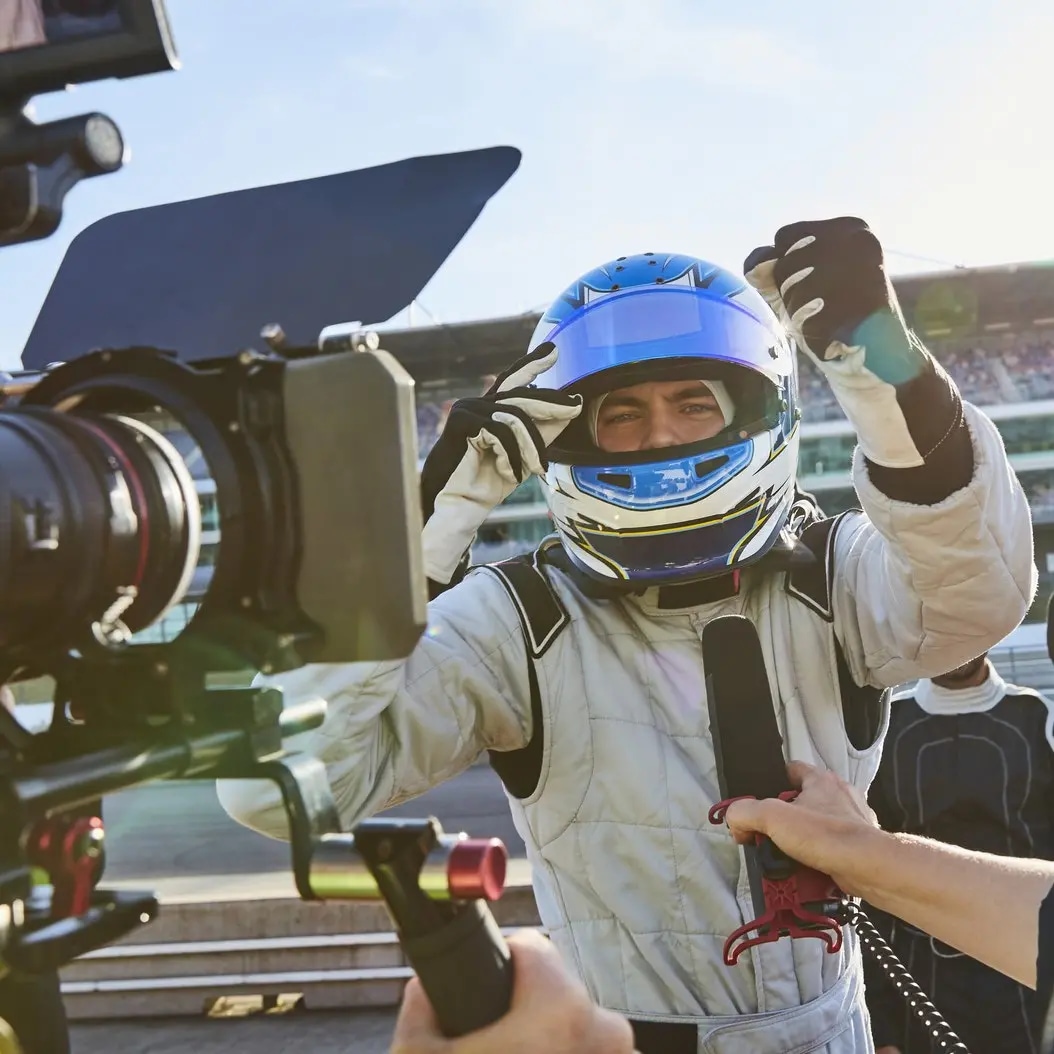 car driver being interviewed