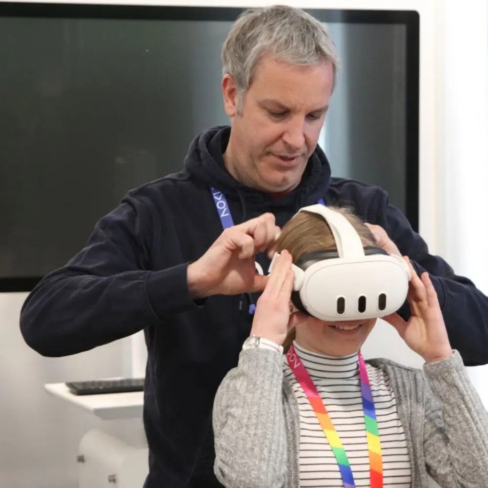 Young girl with VR goggles