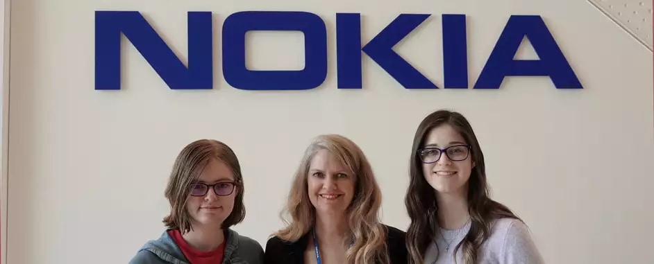 Aimee Carroll and her two teen daughters visiting the Nokia campus at Cypress Watters, Dallas, Texas.