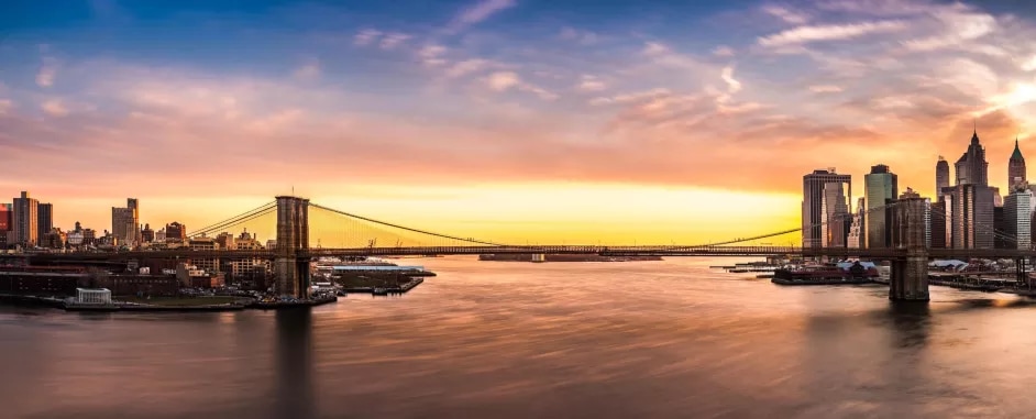 The Brooklyn Bridge at sunset