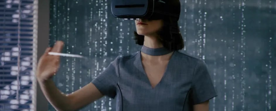 A woman in VR headset