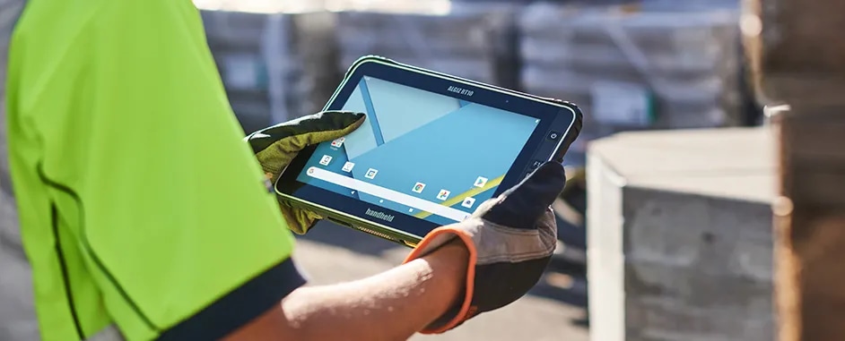 A worker using a tablet