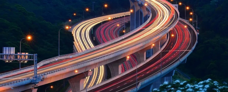 Long exposure of highway traffic