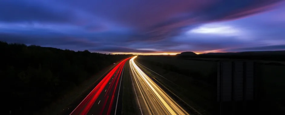 Long exposure traffic line at night