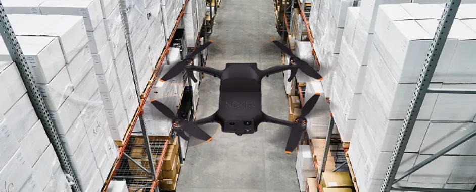 Drone in a warehouse