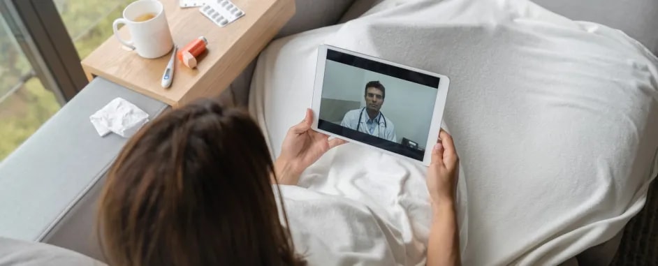 Woman watching a video on a tablet 