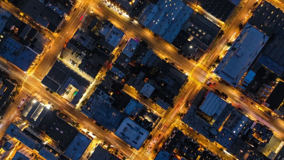 aerial photo of city at night