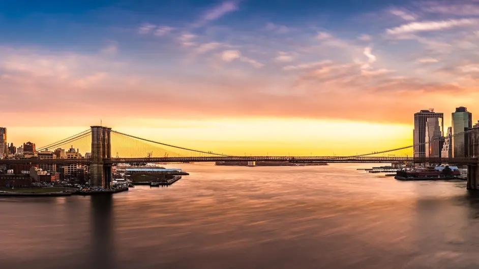 The Brooklyn Bridge at sunset