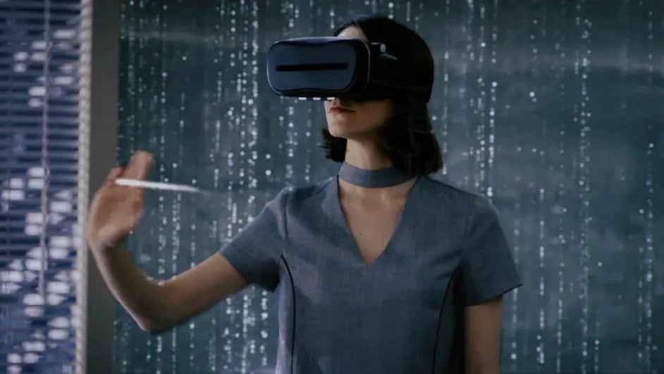 A woman in VR headset