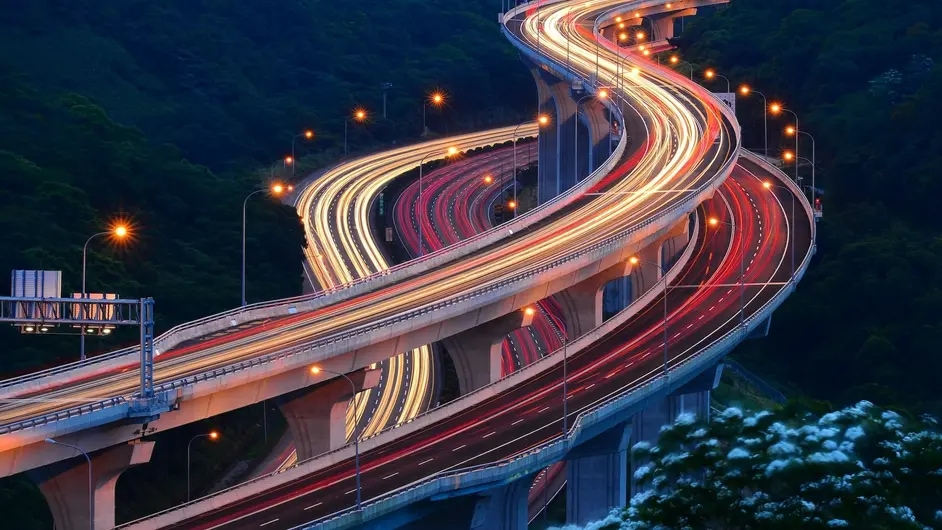 Long exposure of highway traffic