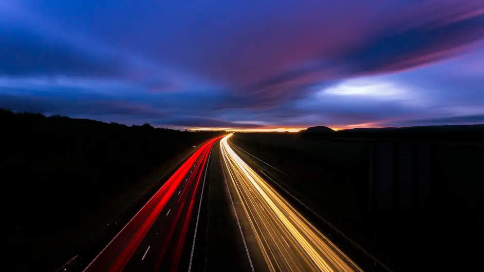 Long exposure traffic line at night